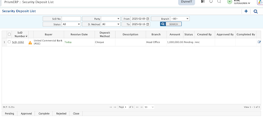 Security Deposit List